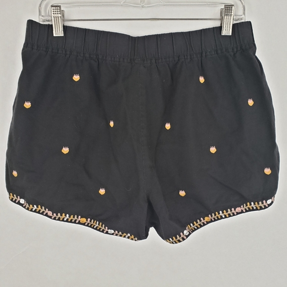 Madewell Embroidered Spring Time Pull-On Shorts Size Med Pockets  Black - Picture 6 of 8